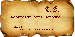 Kosztolánczi Barbara névjegykártya